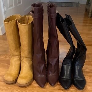 Stylish Women's Leather Boots - Black, Brown, and Tan